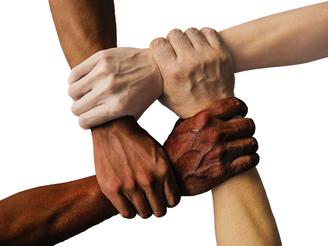 Abstract conceptual image of a team collaborating intensely